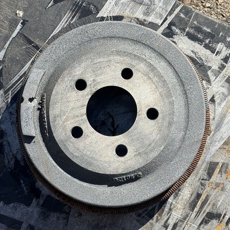 Brake drum after laser rust removal, bare metal